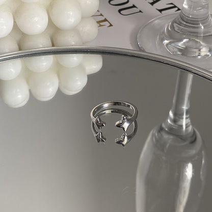 Exquisite Zircon Cross Asterism Ring for Women